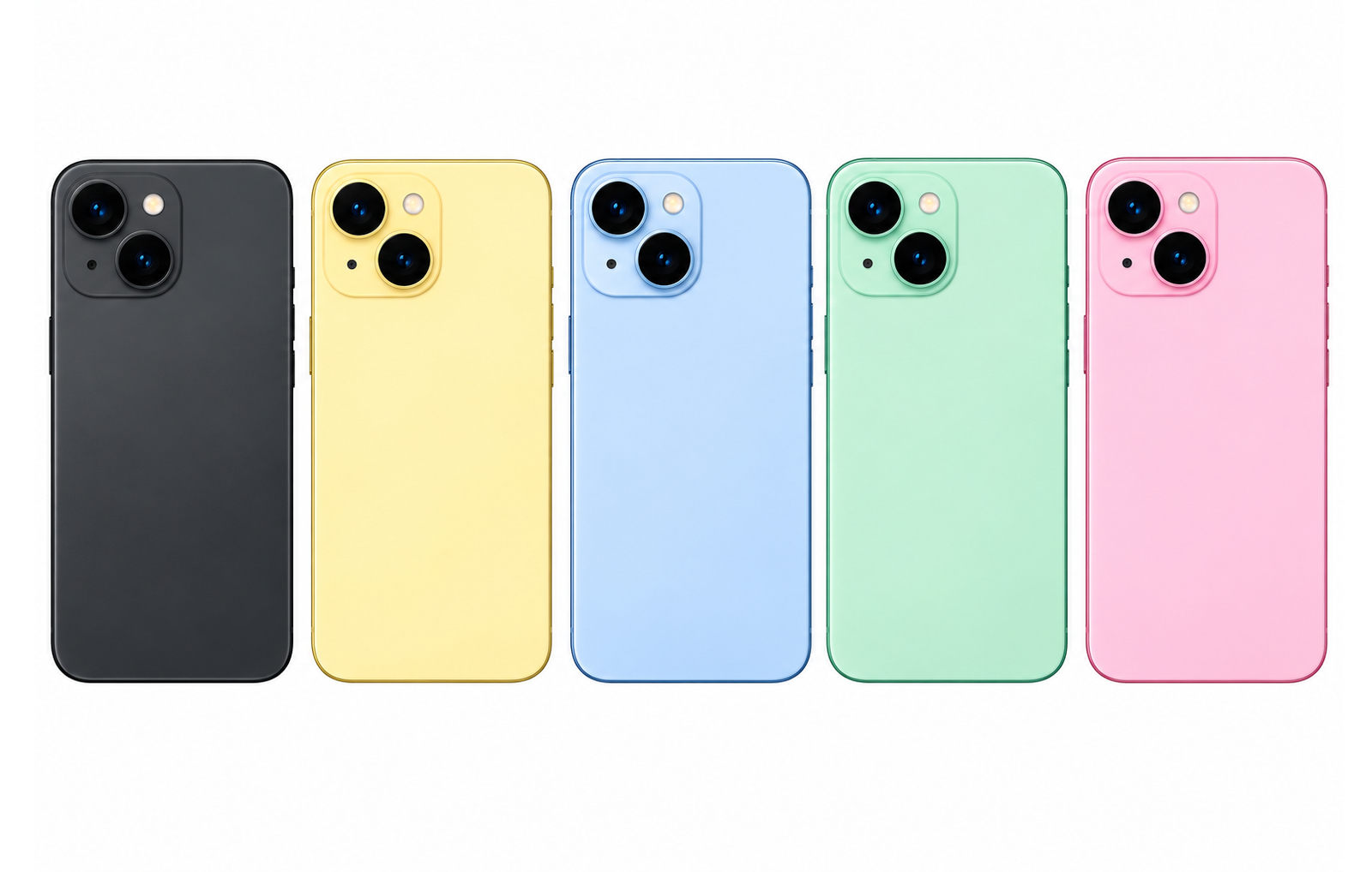 Compatible Replacement for iPhone 15 Full Housing Body – Black, Yellow, Sky Blue, Green & Pink